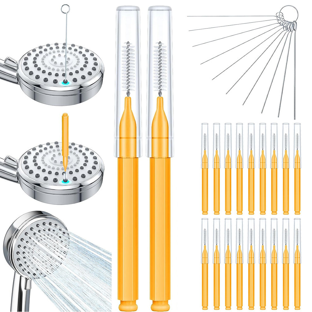 Shower Head Cleaning Brush Set Anti-Clogging with Storage Box for Bathroom-Orange