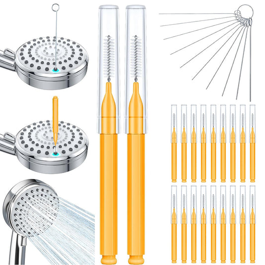 Shower Head Cleaning Brush Set Anti-Clogging with Storage Box for Bathroom-Orange
