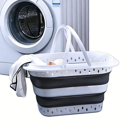 Foldable Collapsible Laundry Basket with Handle for Space Saving Storage-Grey