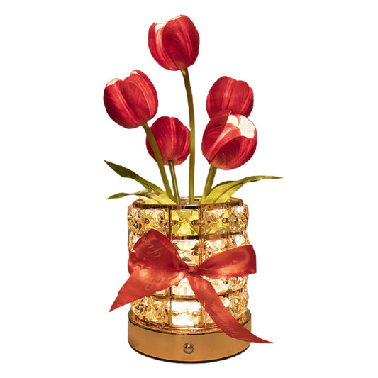 Tulip Flower Lamp Valentine¡¯s Day Gifts 3 Color Dimming Night Light -Red