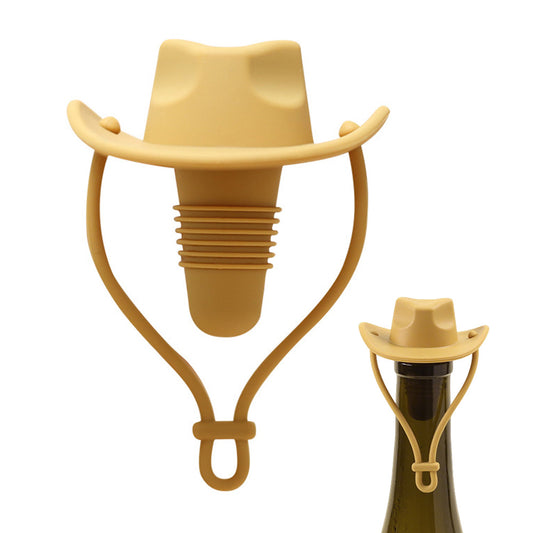 Western Cowboy Hat Silicone Wine Bottle Stopper Champagne Sealer -Yellow