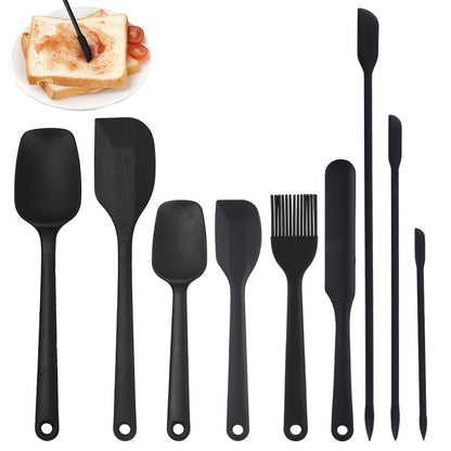 9PCS Silicone Spatula Set Non stick Spoon Utensil Baking Tools With Ergonomic Grip-Black