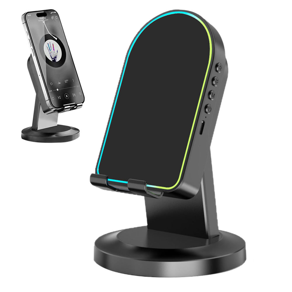 3-in-1 Wireless Induction Speaker with Phone Stand-Black
