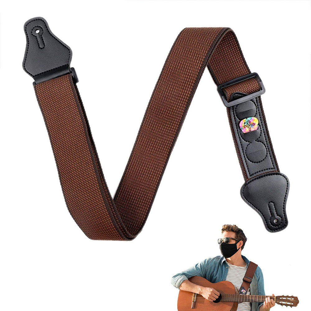Guitar Strap for Acoustic Classic Electric and Bass Guitars -Brown