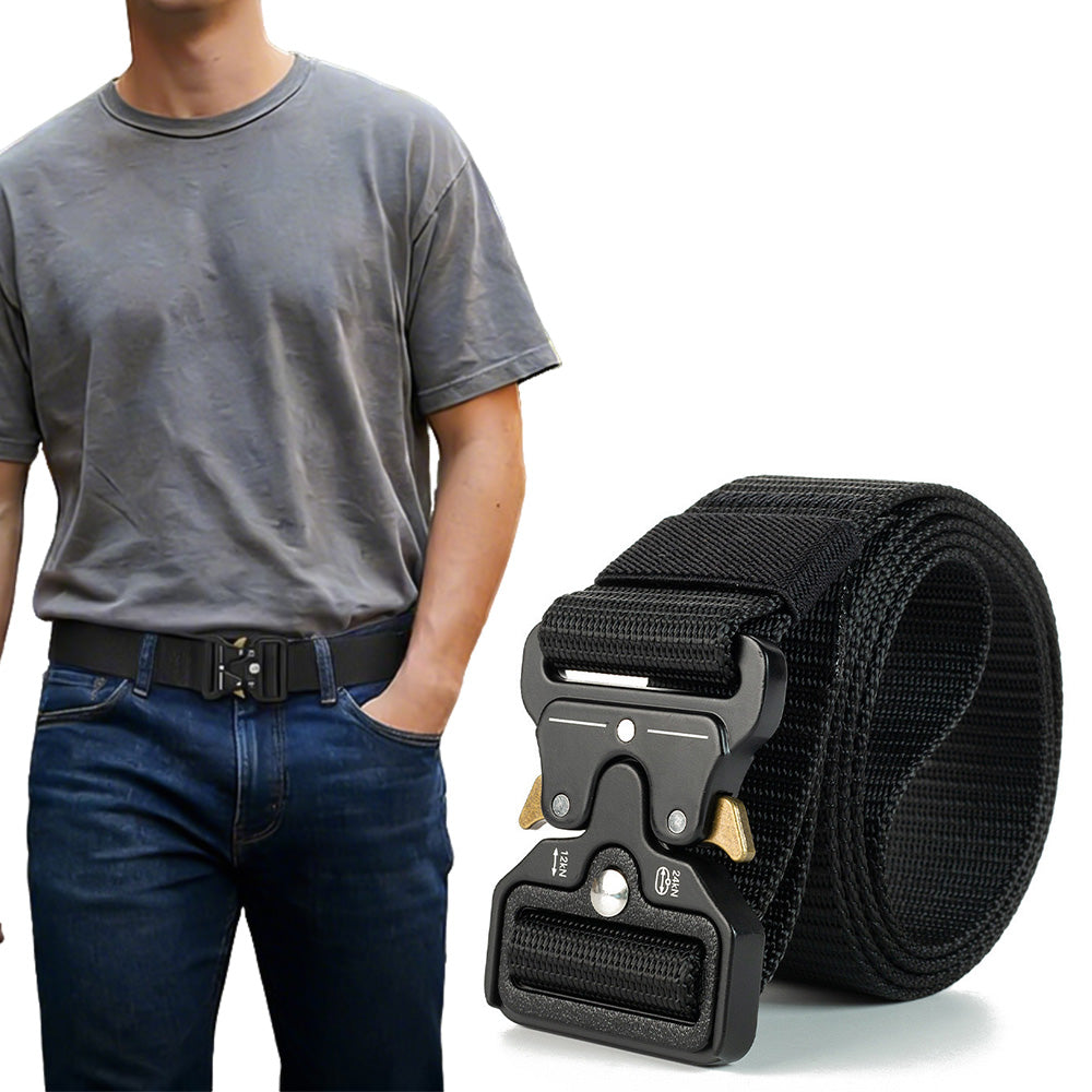 Nylon Tactical Belt Quick-Release for Outdoor Work Daily-Black