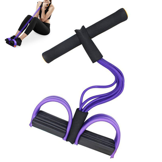 6 Tube Resistance Band Ankle Puller Foot Pedal Fitness Exercise Rope-purple