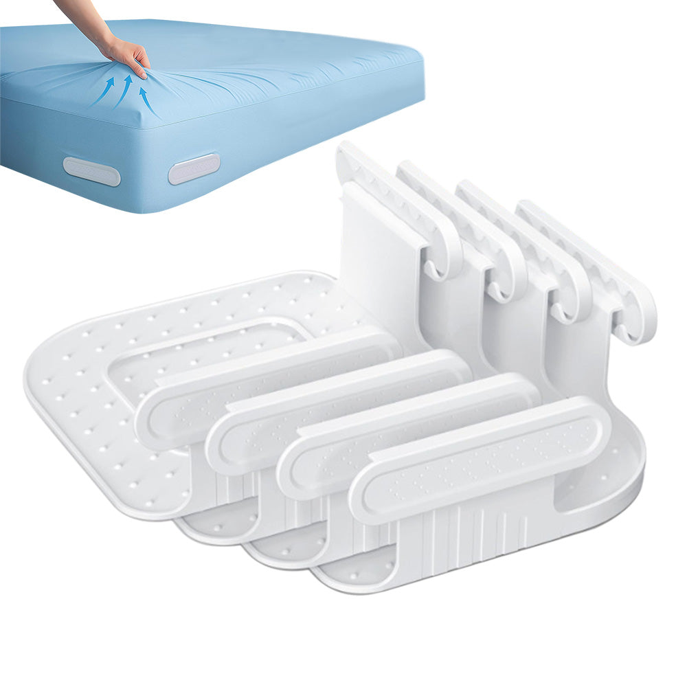 4PCS Invisible Bedsheet Clips Bed Sheet Holders With Lock Strips For Corners-White