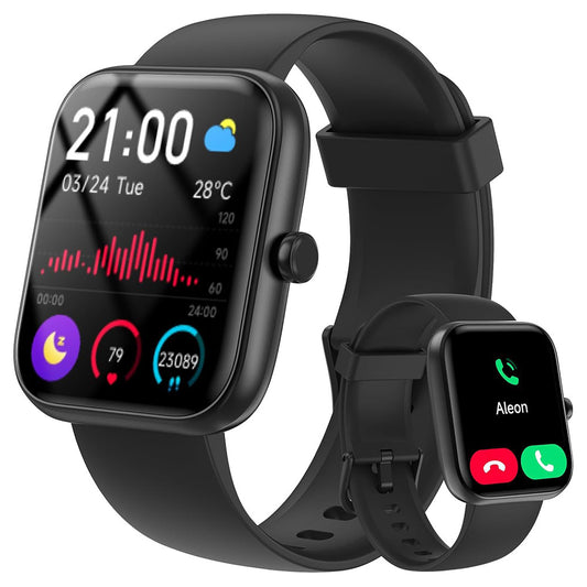 Smart Watch for Women & Men with Bluetooth Call Built-in Sport Modes Fitness Tracker-Black