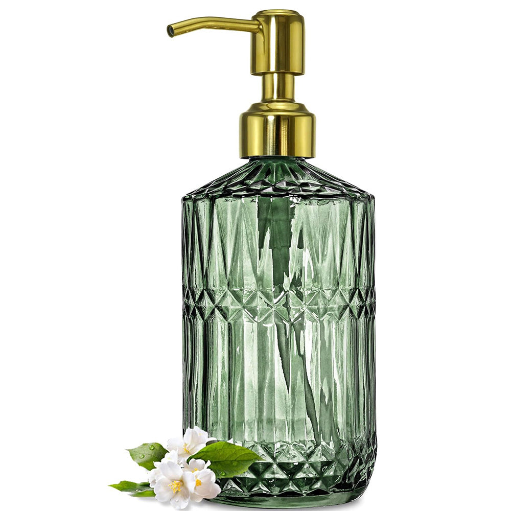 450ml Glass Soap Dispenser for Kitchen Bathroom-Green