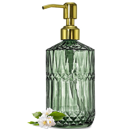 450ml Glass Soap Dispenser for Kitchen Bathroom-Green