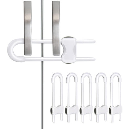 5Pcs Cabinet Locks U-Shaped Drawers Locks for Knob Handle on Door Cupboard -White