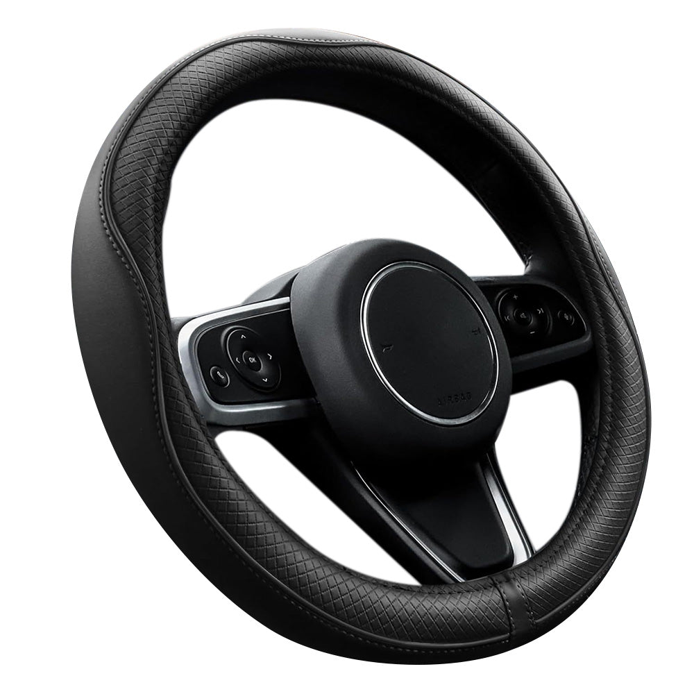 Breathable Microfiber Leather Steering Wheel Cover-Black