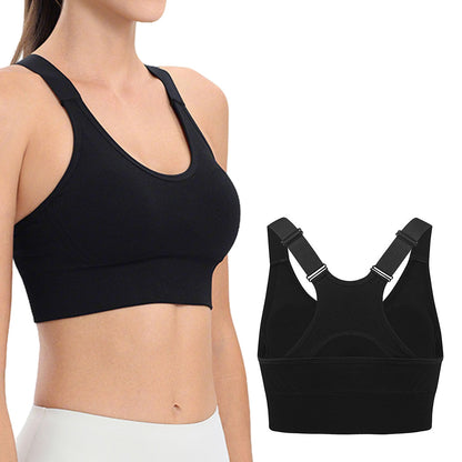 Women Adjustable Sports Bra Wide Strap Design for Running and Gym Fitness-Black