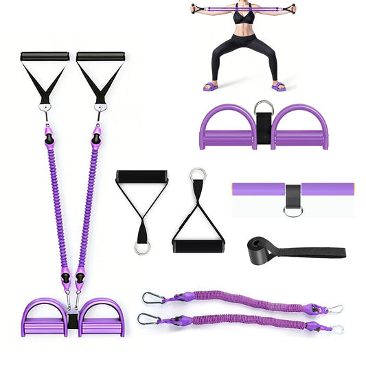 2 Tubes 4-in-1 Resistance Band Pedal Puller for Sit-Up Home Gym Yoga Pilates