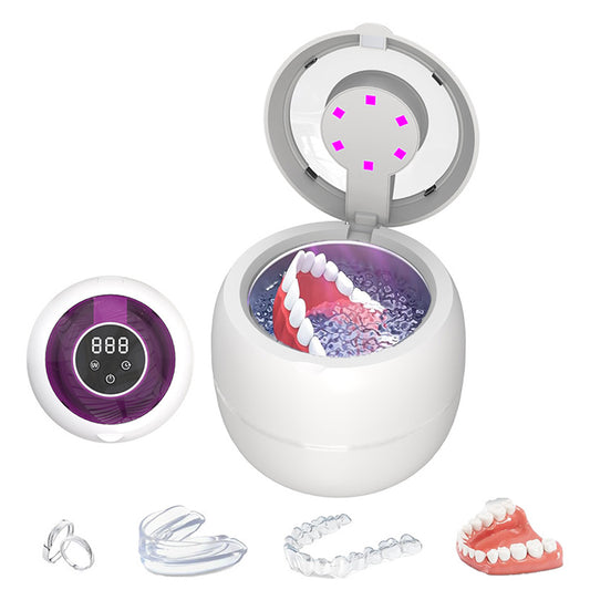Ultrasonic Retainer Cleaner Machine Dentures Cleaner for Night Guards-White