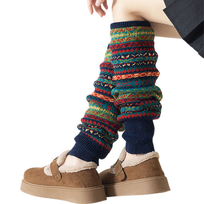Women Warm Over Knee Boot Socks-Navy