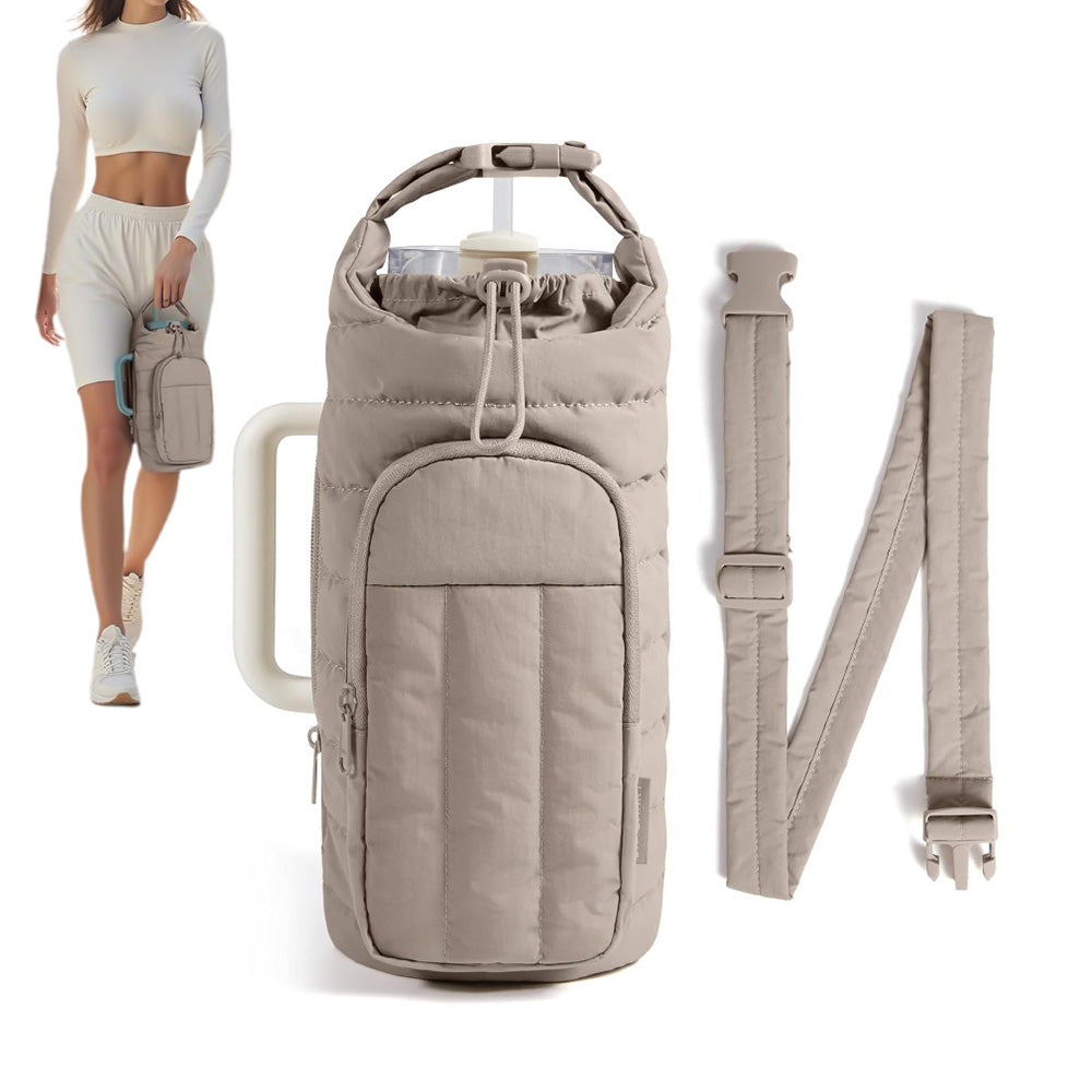 Water Bottle Holder Bag with Strap Crossbody Bag Gym Accessories-Camel