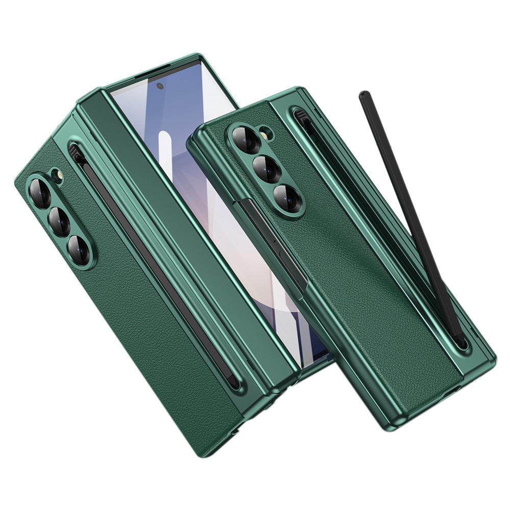 Phone Case for Samsung Z Fold 7 with Pen Holder Full Coverage Hinge Protection-Green