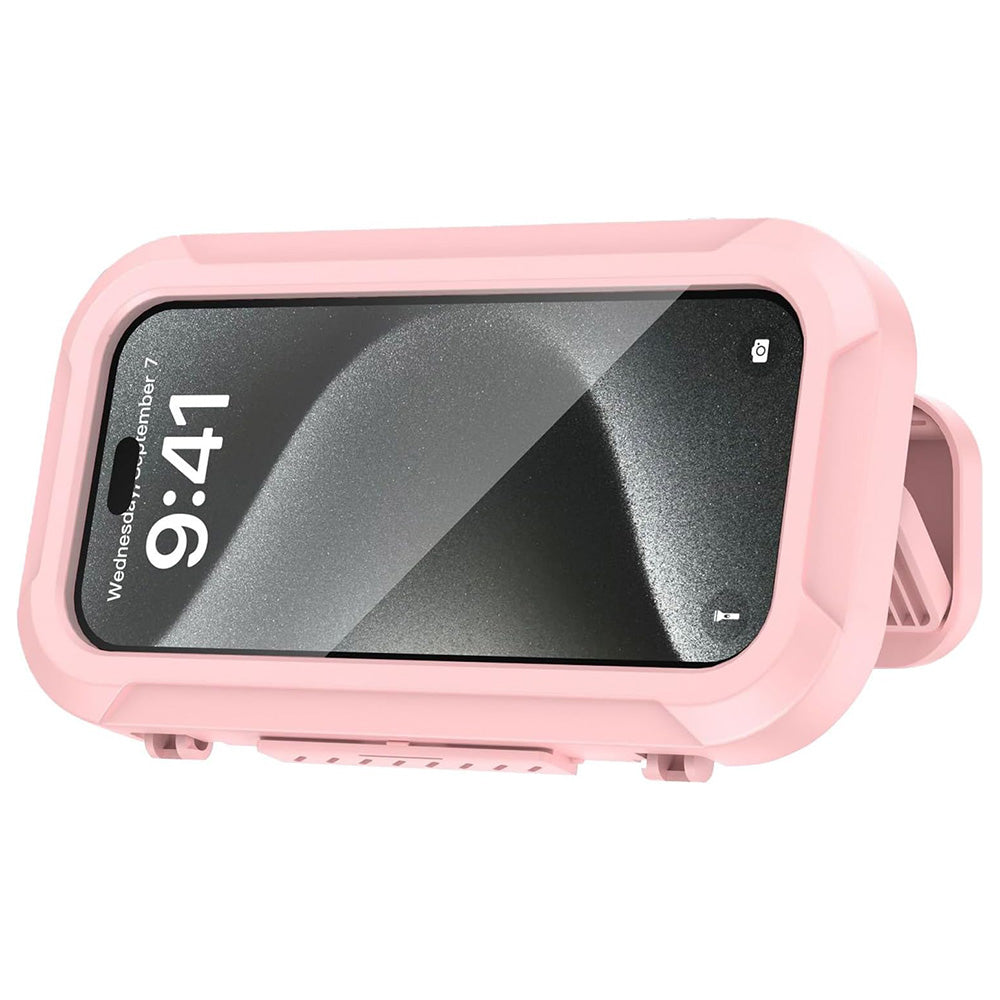 Waterproof Anti-Fog Rotating Shower Phone Holder for Bathroom Smartphone Case-Light Pink