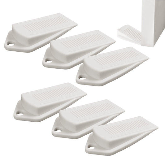 6PCS Door Wedge Stopper Rubber Grip Security Door Stoppers Wall Protector For Home-White