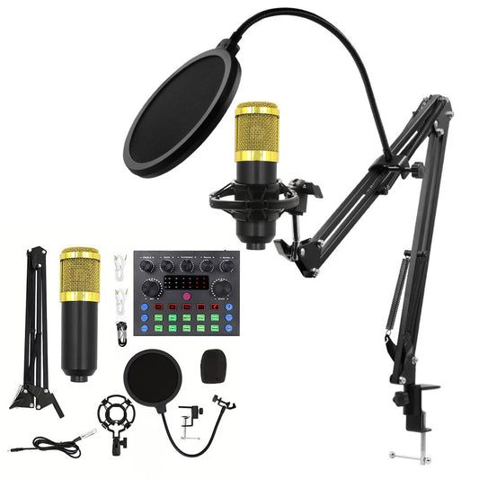 Recording Condenser Microphone Kit with Sound Card for Streaming YouTube TikTok -Gold