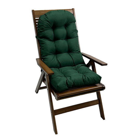 High Back Rocking Chair Cushion Water Resistant Outdoor Seat Pad-Green