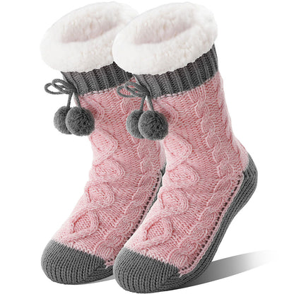Womens Slipper Fuzzy Grip Socks Fluffy Winter Warm Thermal Grip Socks-Pink