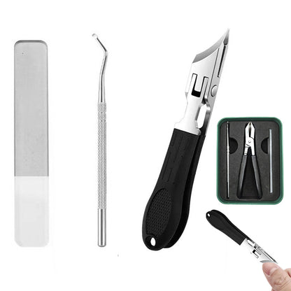 3Pcs Stainless Steel Nail Clipper Set Nail File Toe Nail Cutter Kit Black