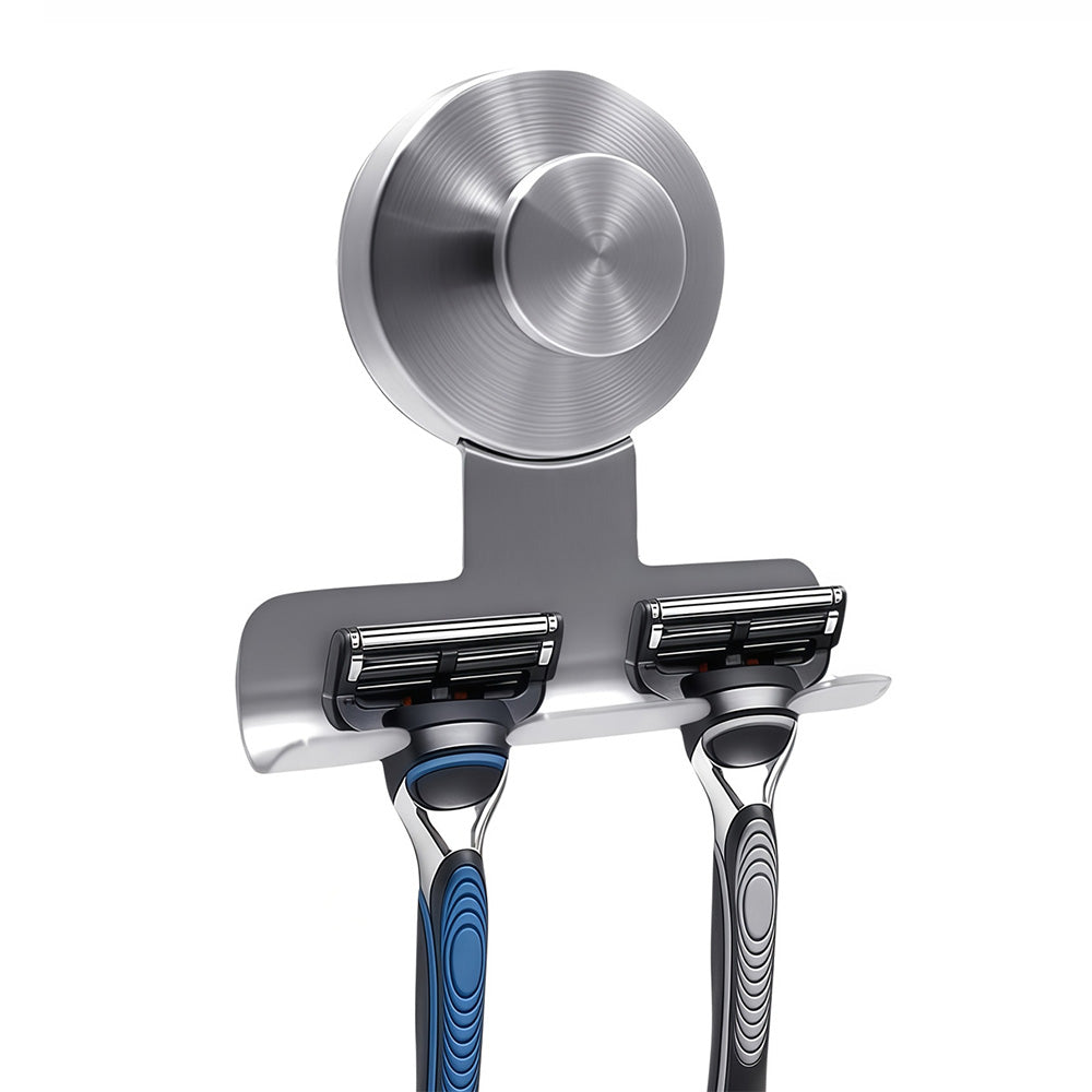 Stainless Steel Suction Cup Razor Holder Wall Mounted Bathroom Shaver Hook-Silver