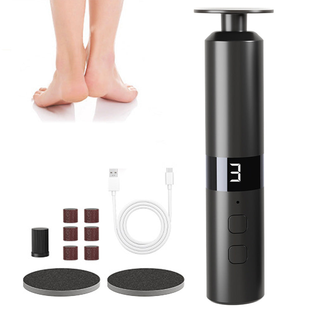 2in1 Electric Foot Callus Remover Foot File Nail Grinder Rechargeable Foot Sander Pedicure Tool for Feet Dry Dead Skin-Black