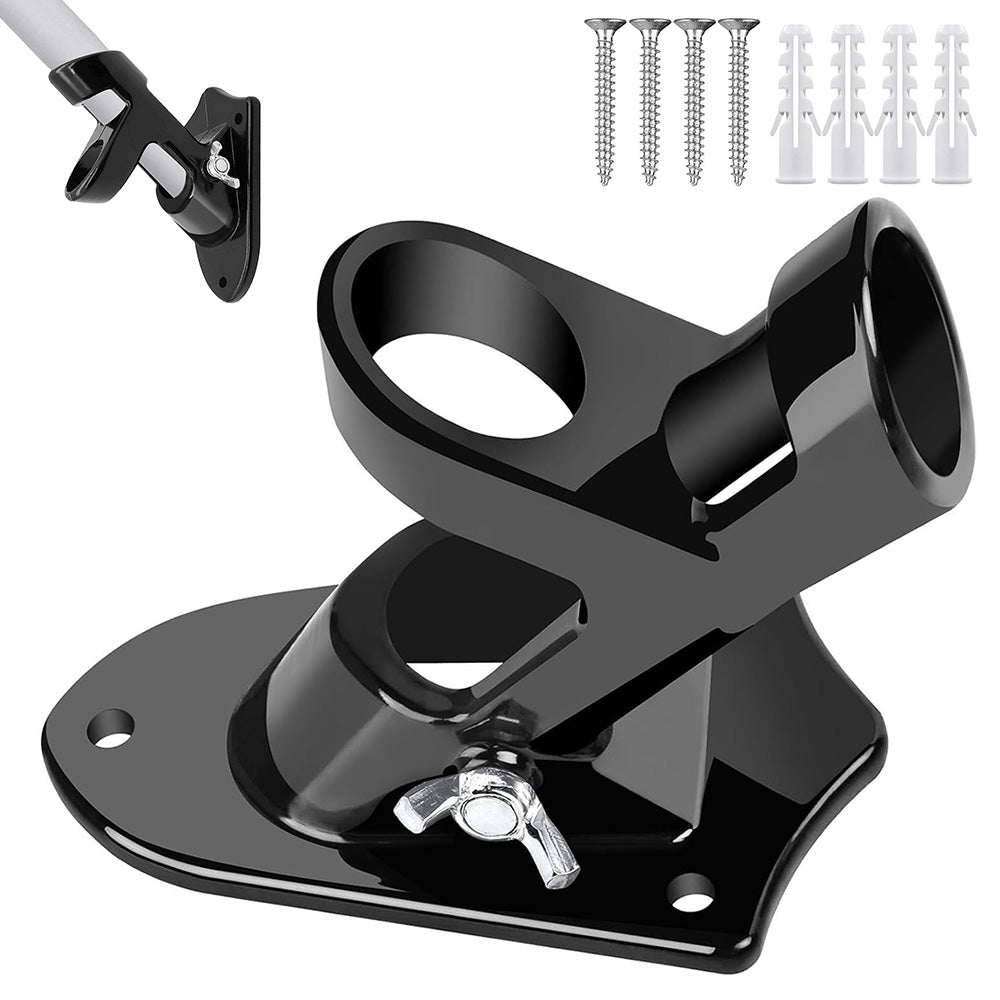 Adjustable Wall Mount Pole Holder Flag Pole Bracket Black