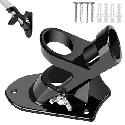 Adjustable Wall Mount Pole Holder Flag Pole Bracket Black