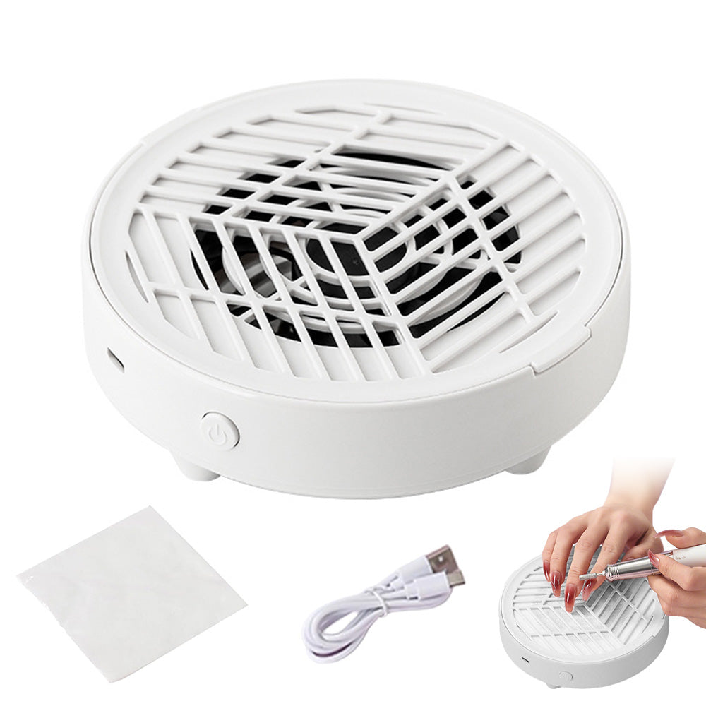Mini Nail Dust Collector Lightweight Electric Manicure Vacuum for Home DIY and Salon Use-White
