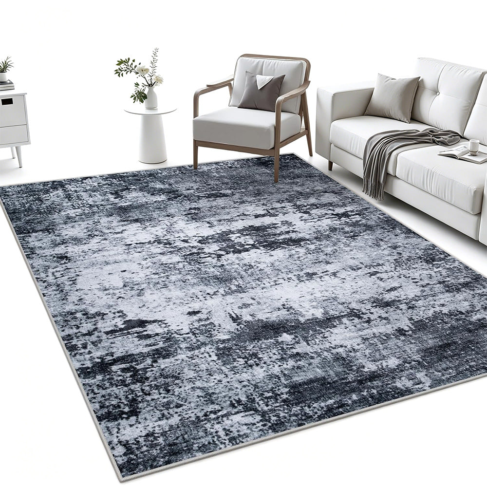 Nordic Crystal Velvet Rug Soft Non Slip for Bedroom Living Room Bedside Floor-Black