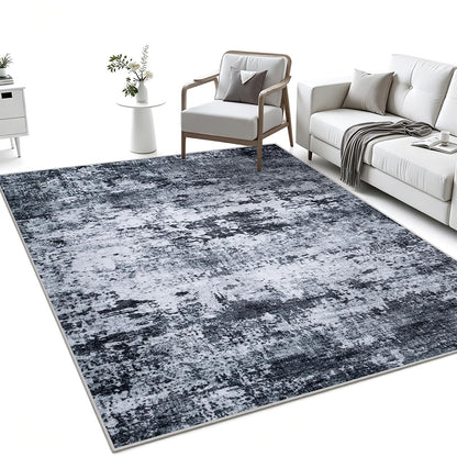 Nordic Crystal Velvet Rug Soft Non Slip for Bedroom Living Room Bedside Floor-Black