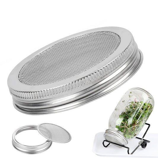 2Pcs Stainless Steel Sprouting Lid with Mesh Filter for 32 oz Wide Mouth Mason Jars