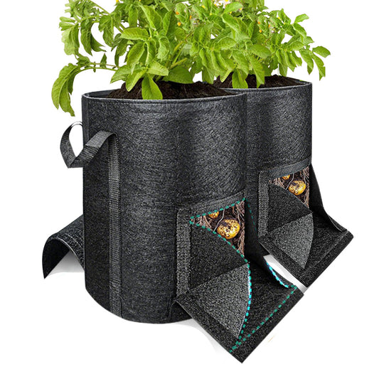 2Pcs 15 Gallon Potato Grow Bags with Dual Harvest Window Visible Window Non-Woven Planter Pot