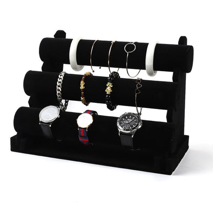 3 Tier Detachable Velvet Bracelet Display Stand for Jewelry Store Home Organizer-Black