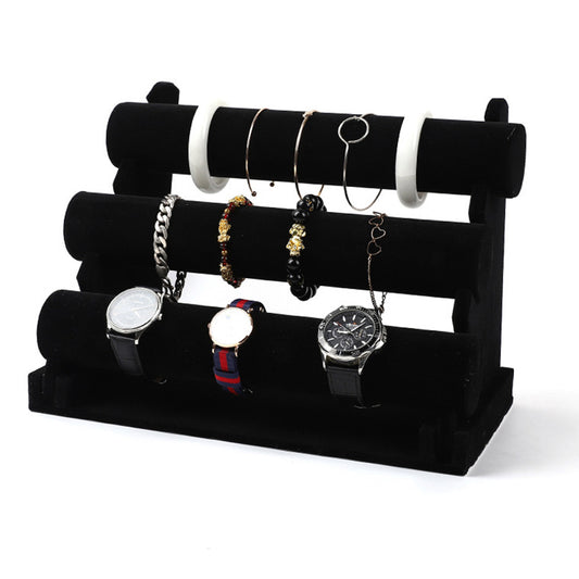 3 Tier Detachable Velvet Bracelet Display Stand for Jewelry Store Home Organizer-Black