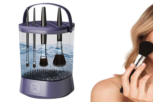 Water-Resistant Electric Makeup Brush Cleaner Automatic Brush Cleaner Dryer Tool-Purple