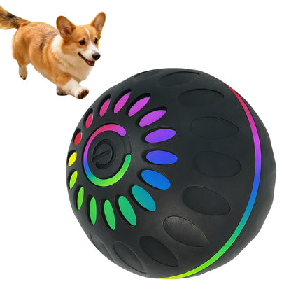 Interactive Dog Ball Toy Smart Moving Bouncing Dog Ball with LED Lights for Dogs Puppies-Black