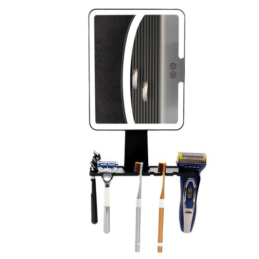 Bathroom Anti Fog Mirror with Lights Built In Shelf No Drilling Installation for Shower Room-Square