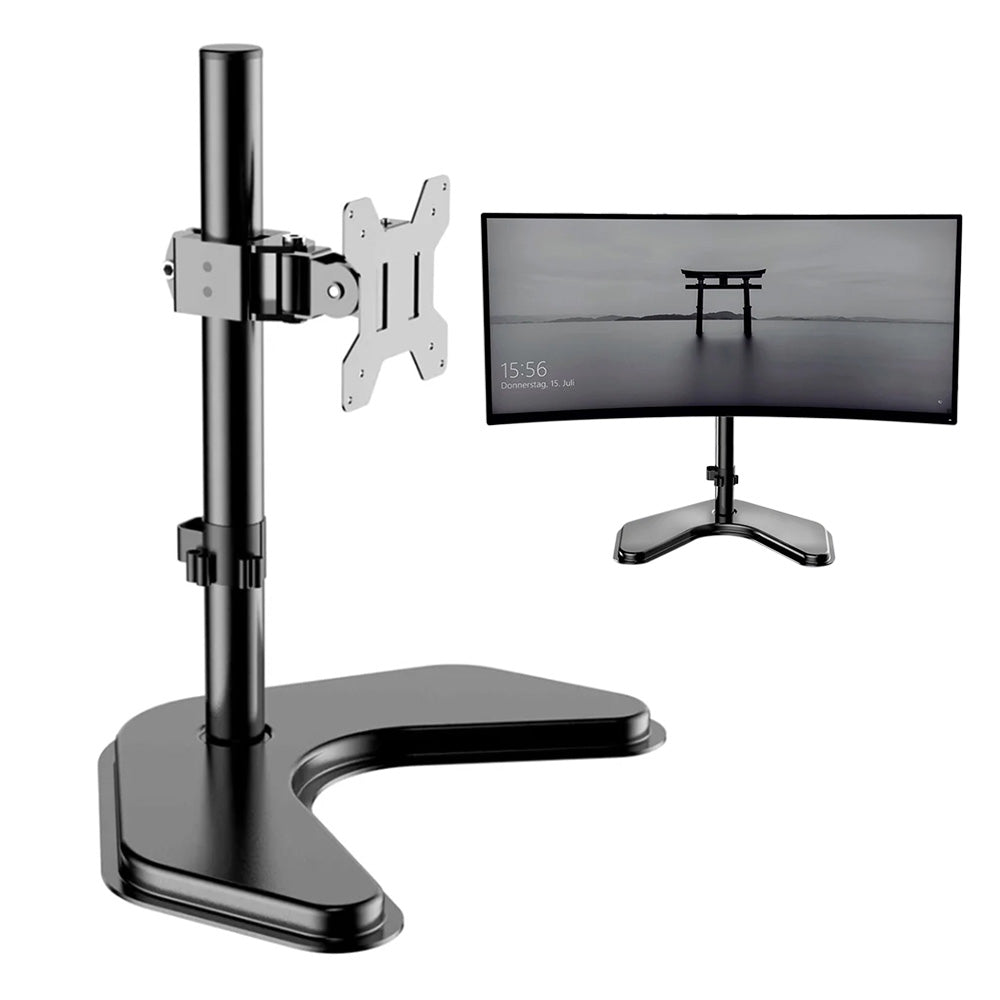 Single Monitor Stand Arm Freestanding Adjustable V-Base HD LED TV Screens-Vertical