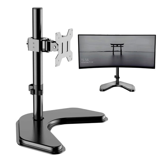 Single Monitor Stand Arm Freestanding Adjustable V-Base HD LED TV Screens-Vertical