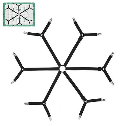 Bed Sheet Fastener 12 Clips Adjustable Elastic Sheet Holder for Mattress Black
