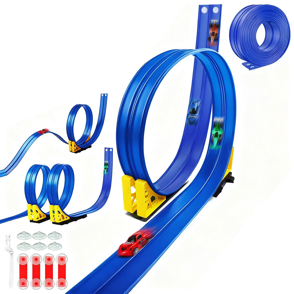 Flexible Race Track Toy Roll-Up Car - Blue