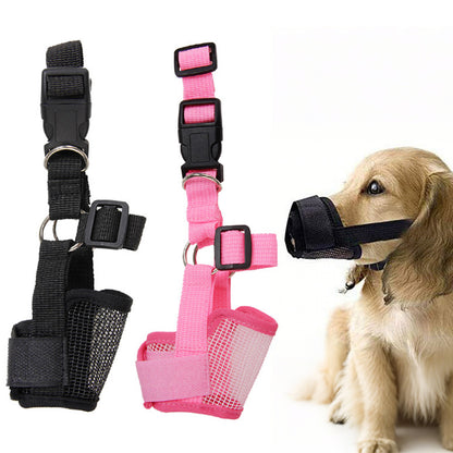 2Pcs Dog Muzzle Anti Bite Chewing Mesh Mask Training for Small Medium Large Dogs-Pink