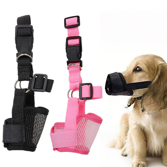 2Pcs Dog Muzzle Anti Bite Chewing Mesh Mask Training for Small Medium Large Dogs-Pink