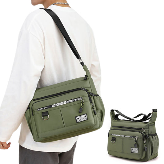 Multi-Pocket Men's Crossbody Shoulder Bag for Outdoor Travel and Commuting -Green