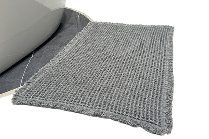 Waffle Bath Mat Super Absorbent Non Slip Bathroom Rug Rubber Backed Bath Rug -Grey